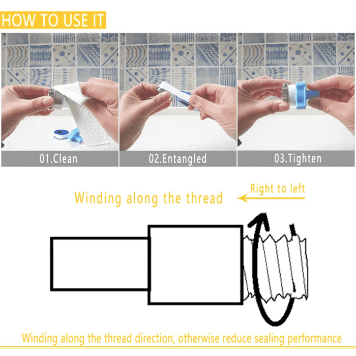 8 Rolls 1/2 Inch(W) X 520 Inches(L) Teflon Tape,For Plumbers Tape,Ptfe Tape,Water Pipe Sealing Tape,Plumbing Tape,Sealant Tape,Thread Seal Tape for Shower Head,Duct Tape,White - Image 6
