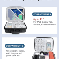 Electronic Organizer Travel Case Large, Hard Case for Electronics, EVA Tech Organizers, Travel Cable Bag with Shoulder Strap, Charger Organizers Carrying Cases for Ipad(Up to 11’’) - Image 3