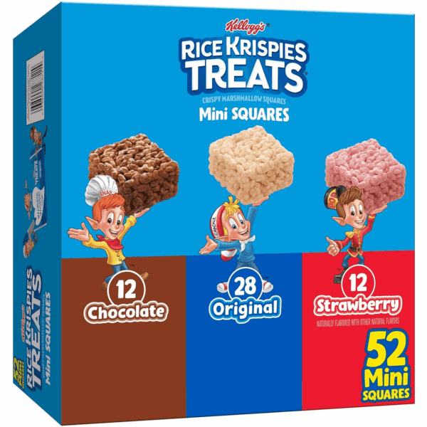 Mini Crispy Marshmallow Squares, Kids Snacks, Lunch Snacks, Variety Pack, 20.1Oz Box (52 Bars)