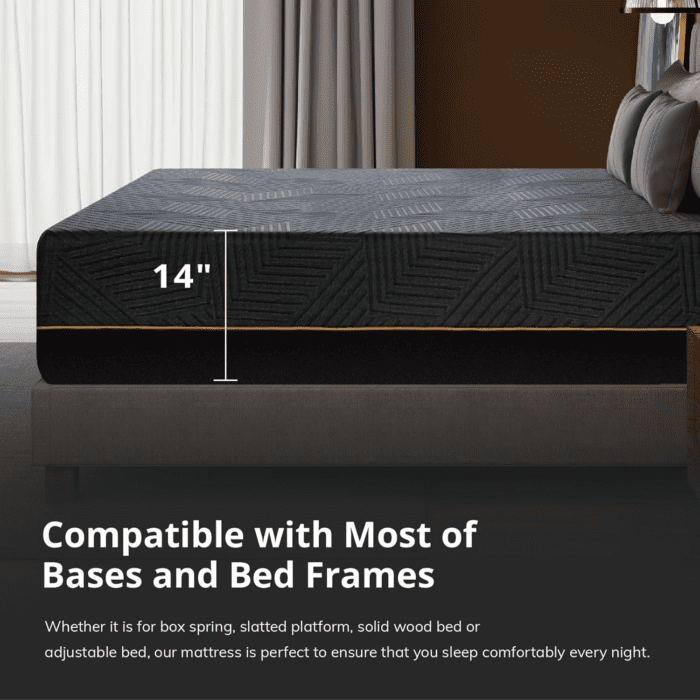 EGOHOME 14 Inch King Size Memory Foam Mattress for Back Pain, Cooling Gel Mattress Bed in a Box, Made in USA, Certipur-Us Certified, Therapeutic Medium Mattress, 76X80X14 Black - Image 5
