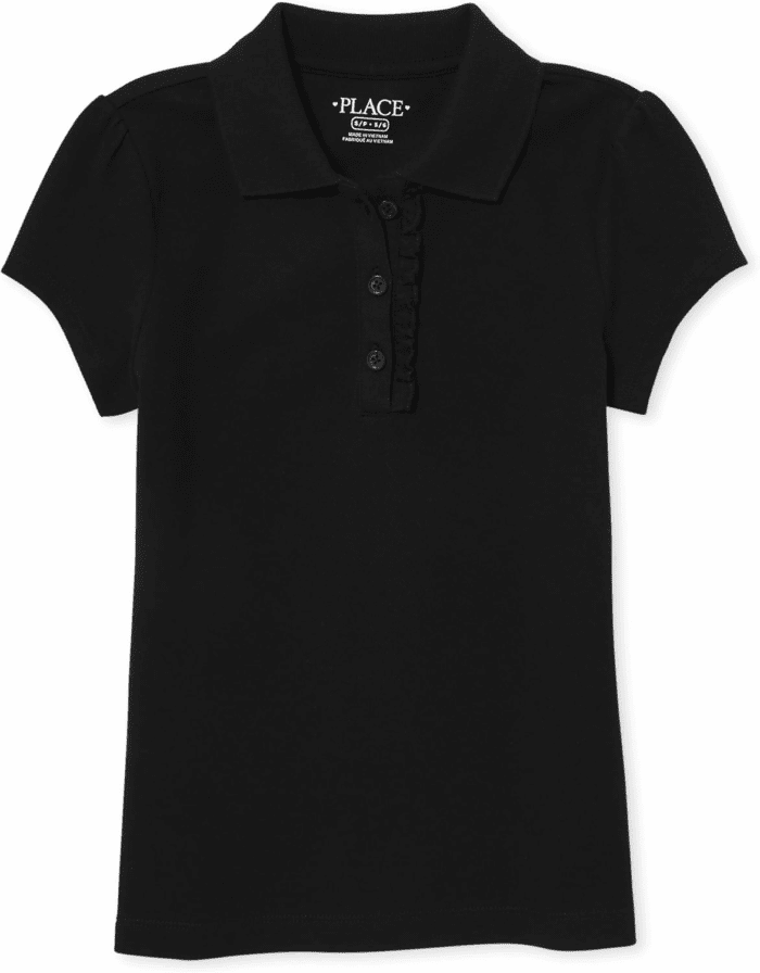 Girls' Short Sleeve Ruffle Pique Polo