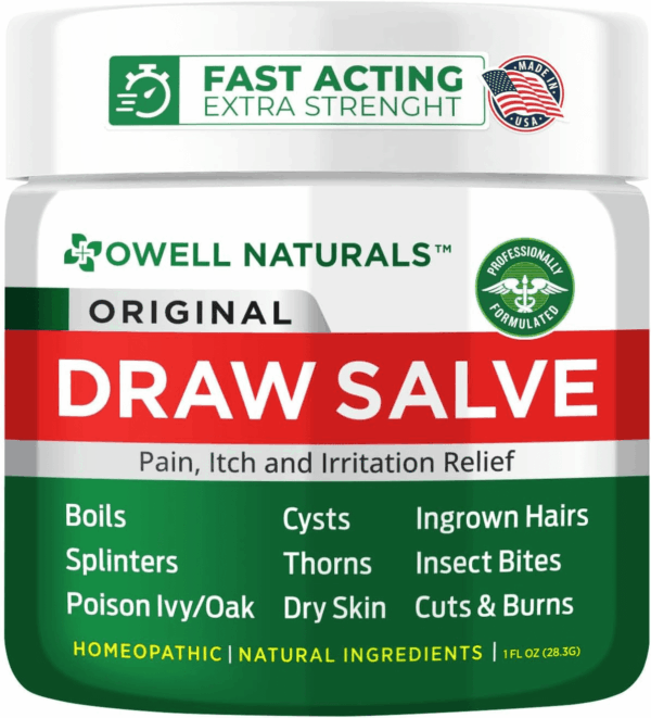 Drawing Salve Ointment 1Oz, Ingrown Hair, Boil, Splinter Remover, Bug Spider Bites, Bee Sting, Mosquito Bite Itch, Poison Ivy