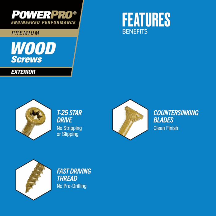 48596 Wood Screws, #8 X 1-3/4", Premium Outdoor Deck Screws, Rust Resistant, Epoxy Coated Bronze, 1Lb Box, 175 Pcs - Image 5