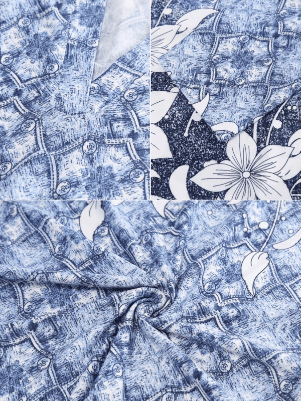 Womens 3/4 Sleeve Floral Printed Notch V Neck Blouses Tunics Tops - Image 4