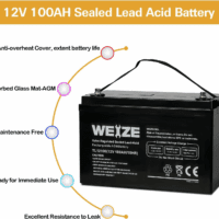 Deep Cycle AGM 12 Volt 100Ah Battery, Maintenance-Free, 3% Self-Discharge Rate, 1150A Max Discharge Current, Perfect for RV, Solar, Trolling Motor, Wind, Marine, Camping and Off-Grid System - Image 3