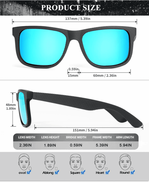 Sunglasses Men Polarized Sun Glasses for Mens Womens Classic Matte Black Frame UV Protection 3Pack - Image 5