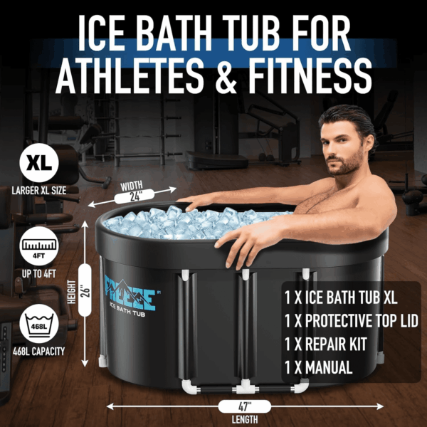 XL 129 Gals Oval Ice Bath Tub with Cover, Portable Cold Plunge for Cold Water Therapy and Recovery - Image 5