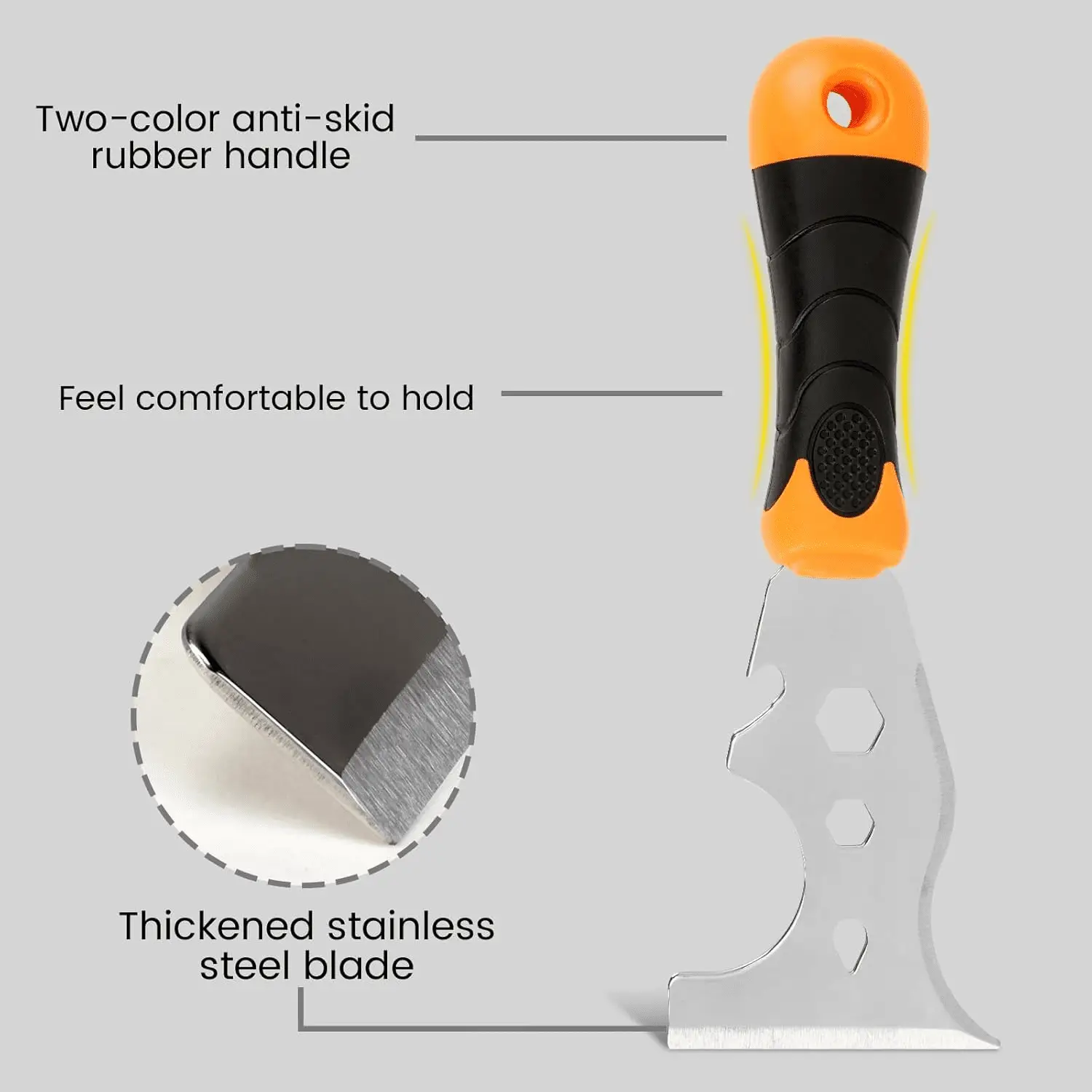 -2 Pack, 12-In-1 Paint Scraper Tool,Multi-Use Painters Tool, 1.5 Inch Stainless Steel Putty Knife Scraper,Paint Scraper for Painting & Wood,Razor Blade Scraper - Image 5