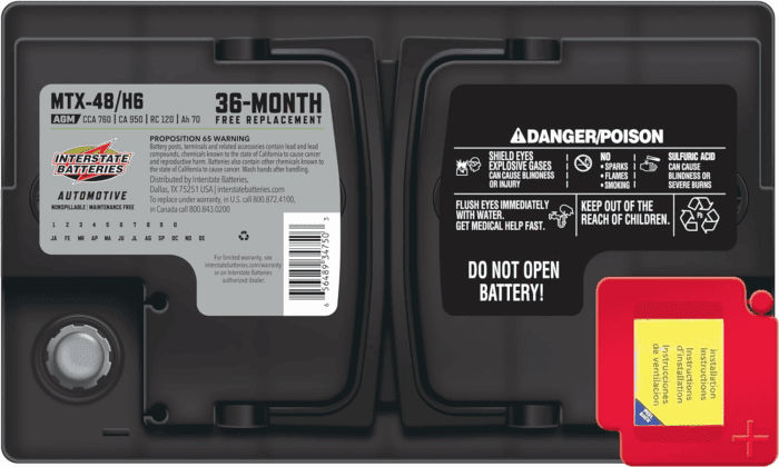 Automotive Battery 12V 70Ah (Group Size H6, 48) 760CCA SLI AGM Automobile Replacement Battery for Cars, Suvs, Sedans, Trucks (MTX-48/H6) - Image 5