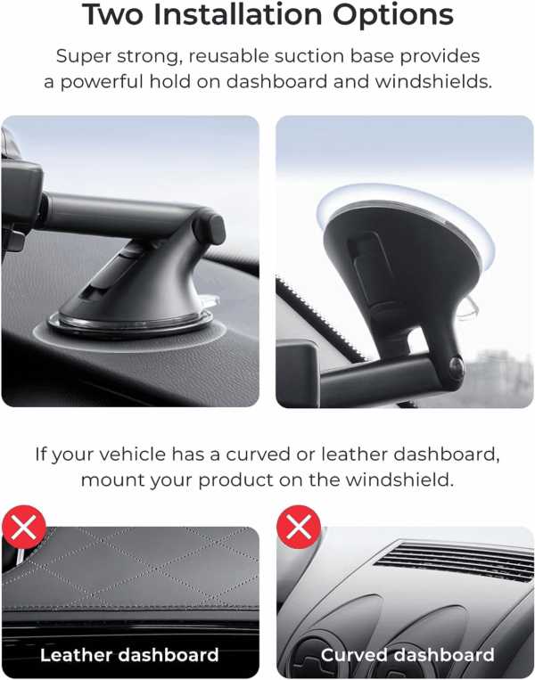 Easy One Touch 6 Universal Car Mount Dashboard & Windshield Suction Cup Phone Holder for Iphone Samsung, Google, All Smartphones - Image 6