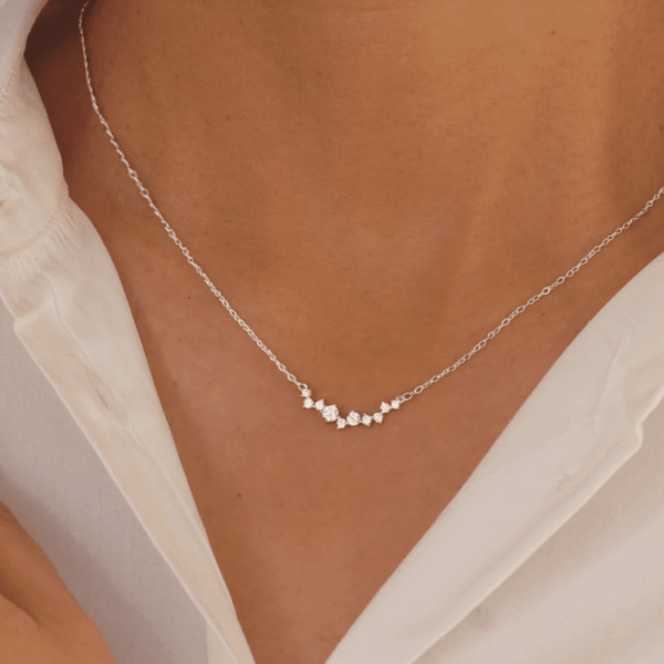 CZ Diamond Necklace for Women Dainty Square Cubic Zirconia Splints Solitaire Pendant Necklace for Women 14Kgold/Silver Plated Different Width Square CZ Pendant Necklaces Simulated Diamond Bridesmaid Jewelry for Women - Image 2