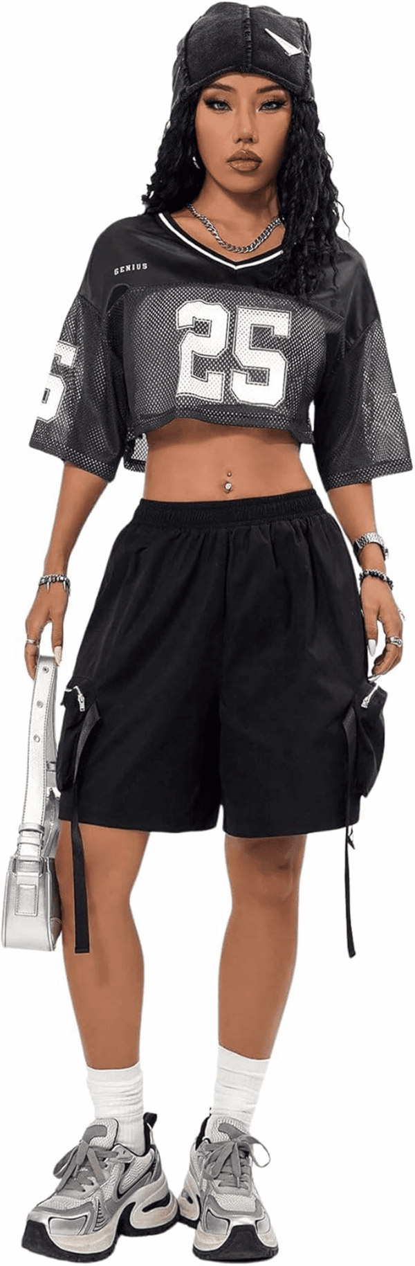 Jersey Shirts for Women Y2K Crop Tops Streetwear Sportswear Short Sleeve T-Shirt Cute Football Jersey Top - Image 4