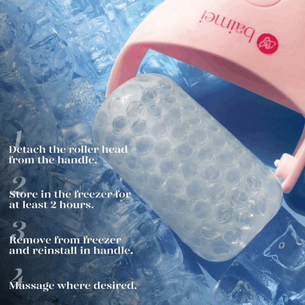 Icyme Ice Roller for Face and Gua Sha Facial Tool Set, Ice Face Roller Reduces Puffiness Relieves Migraines Skin Care Tools, Self Care Gift for Women - Pink - Image 4