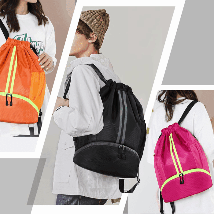 Sports Drawstring Backpack - String Swim Gym Bag with Shoes Compartment and Wet Proof Pocket for Women&Men - Image 9