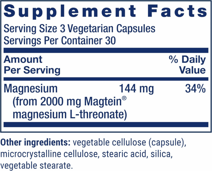 Neuro-Mag Magnesium L-Threonate, Magnesium L-Threonate, Memory Health, Quick Thinking, Cognitive Health Support, Vegetarian, Non-Gmo, 90 Vegetarian Capsules - Image 3