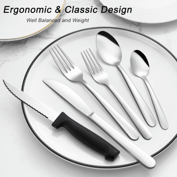 72-Pieces Silverware Set for 12, Flatware Set with Steak Knives, Stainless Steel Cutlery Set, Include Forks Spoons and Knives Set, Dishwasher Safe Utensil Sets for Home Restaurant - Image 6