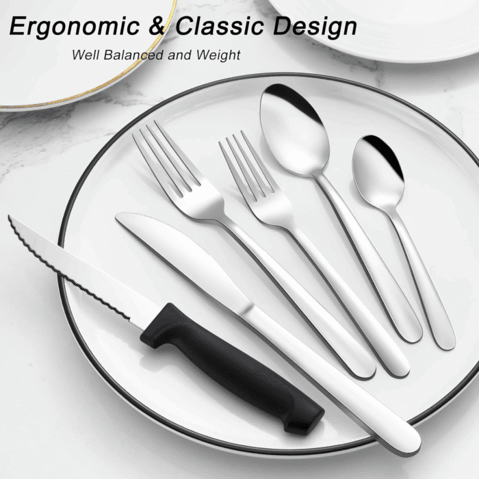 72-Pieces Silverware Set for 12, Flatware Set with Steak Knives, Stainless Steel Cutlery Set, Include Forks Spoons and Knives Set, Dishwasher Safe Utensil Sets for Home Restaurant - Image 6