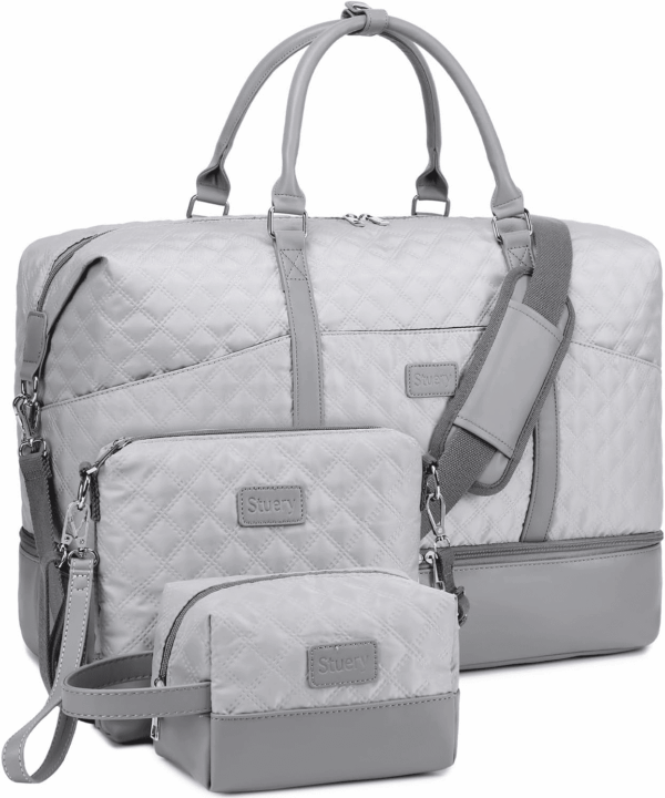 Weekender Bag, Large Travel Duffel Bag for Women, Carry on Overnight Bag with Shoe Compartment and Toiletry Bags