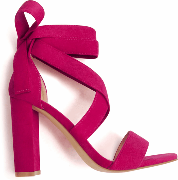 Strappy Heels for Women Chunky Heels High Heeled Sandals with Lace up Fahsion Casual Nude Block Heel Sandals - Image 3