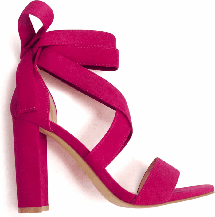 Strappy Heels for Women Chunky Heels High Heeled Sandals with Lace up Fahsion Casual Nude Block Heel Sandals - Image 3