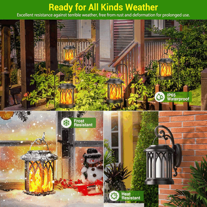 4 Pack Solar Lantern Outdoor Lights, Upgraded Flickering Flame Solar Lanterns Lights Outdoor Waterproof, Hanging Lantern Decorative, Solar Powered Lanterns for Yard Patio Path Tree Garden Decor - Image 2