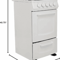 GRO20P0W Gas Range Oven Compact Freestanding Design, 4 Burners with Electronic Ignition, 2.1 Cu.Ft. Capacity Features Solid Door Storage Drawer Broiler and Accessories, 20-Inch, White - Image 3