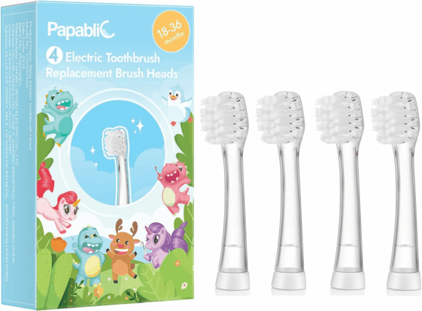 Replacement Toothbrush Heads - 4 Count | Compatible Babyhandy & Toddler Sonic Electric Toothbrushes (18-36 Months)