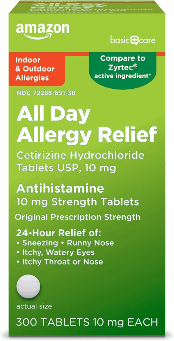 24 Hour Allergy Relief, Cetirizine Hydrochloride Tablets, 10 Mg, 300 Count (Packaging May Vary)