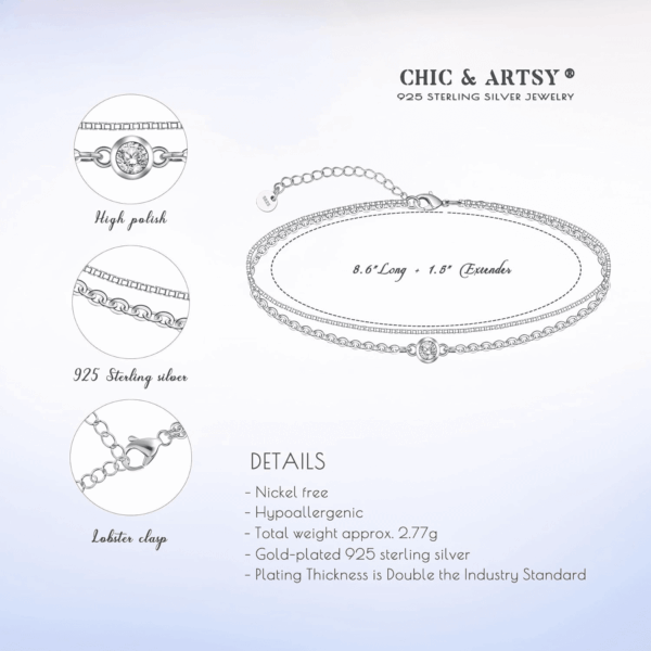 925 Sterling Silver Ankle Bracelet Multilayer Anklets for Women Satellite, Star, Cross, Circle, Butterfly, Teardrop, Oval Disk Layered Anklet Beach Jewelry - Image 5