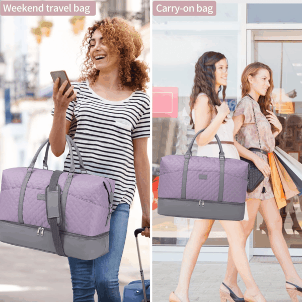 Weekender Bag, Large Travel Duffel Bag for Women, Carry on Overnight Bag with Shoe Compartment and Toiletry Bags - Image 2