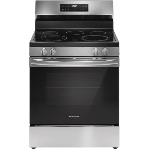 30-In Glass Top 5 Burners 5.3-Cu Ft Freestanding Electric Range Fingerprint Resistant Stainless Steel )