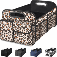 Car Trunk Organizer, Car Storage Organizer with Large Capacity Waterproof Collapsible Trunk Organizer for Car Suv/Jeep/Sedan (Leopard Print, Standard)