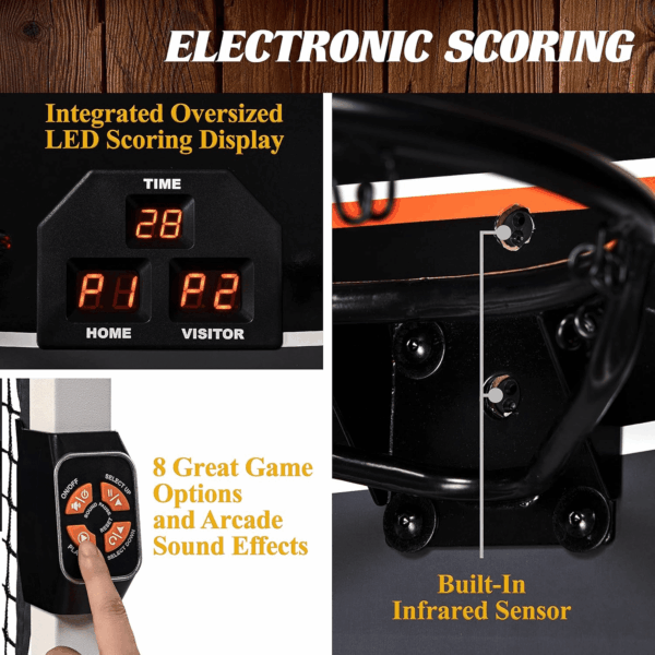 Barrington Urban Arcade Basketball Game Indoor Dual Shot, 6 Balls Included, Pop off with the Perfect Indoor Electronic Basketball Game - Image 6