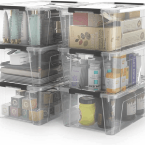 Clear Storage Latch Bins, 6-Pack Storage Organizer Box with Handle and Lids, 5-Litre