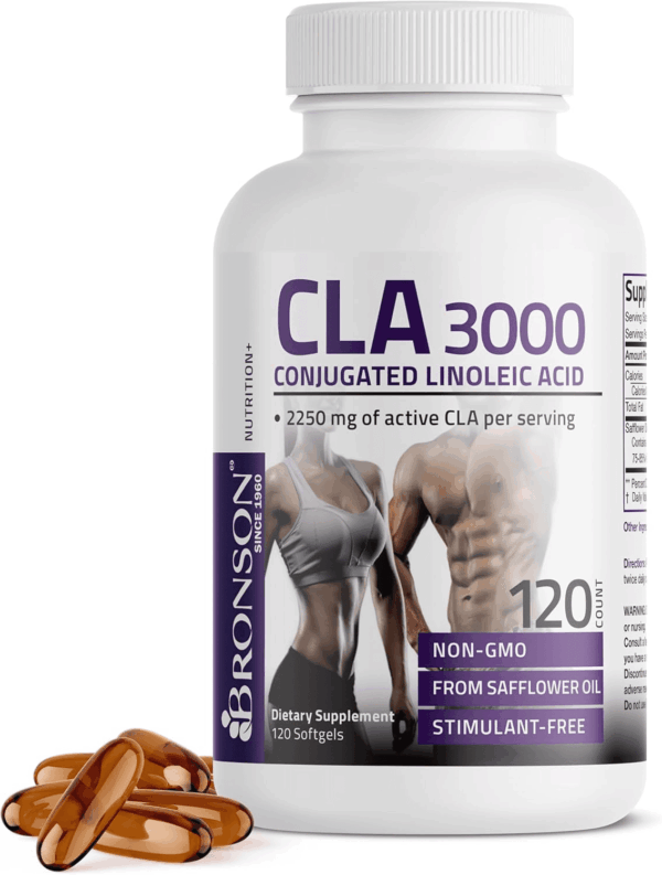 CLA 3000 Extra High Potency Supports Healthy Weight Management Lean Muscle Mass Non-Stimulating Conjugated Linoleic Acid 120 Softgels