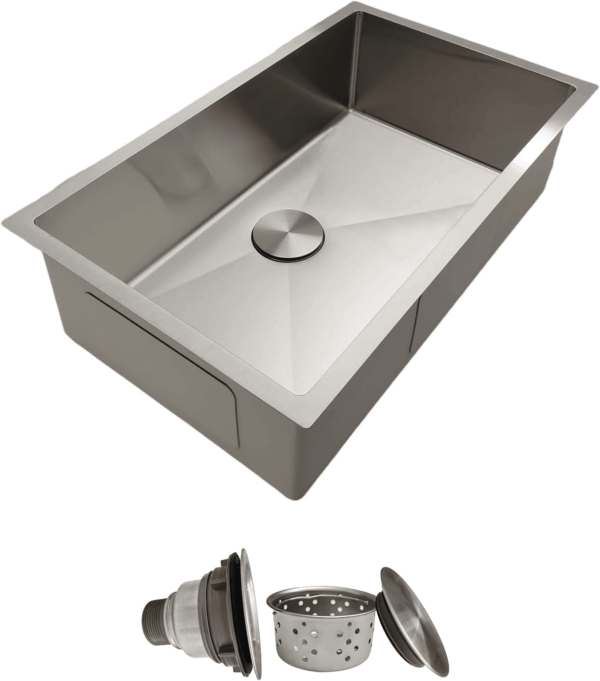 30 Inch Undermount Kitchen Sink -  18 Gauge Stainless Steel Single Bowl Kitchen Sinks 30"X18"X9" Handmade Design with Brushed, Includes Drain Kit (No Additional Accessories)