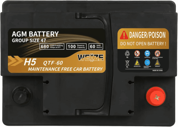Platinum AGM Battery BCI Group 47-12V 60Ah H5 Size 47 Automotive Battery, 100RC, 680CCA, 36 Months Warranty - Image 3