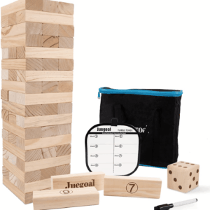 54 Pieces Giant Tumble Tower Blocks Game Giant Wood Stacking Game with 1 Dice Set Canvas Bag for Adult, Kids, Family