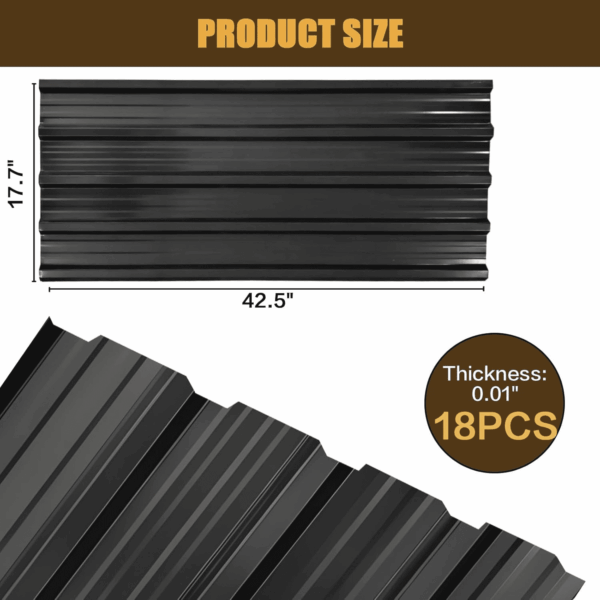 18Pcs Galvanized Steel Roof Panels,L42.52×W17.72 Inch Metal Roofing Panels,Corrugated Tin Roofing Panels with Screw Resistant Suitable for Garages,Sheds,Stables and Mobile Homes - Image 2