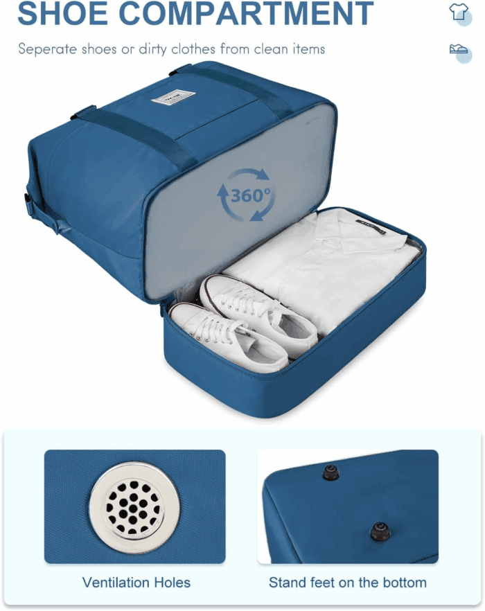 Travel Duffel Bag, Weekender Bags for Women, Overnight Gym Carry on Tote Bag with Wet Pocket, Hospital Mom Bag for Labor and Delivery - Extra Large Set, Peacock Blue - Image 4