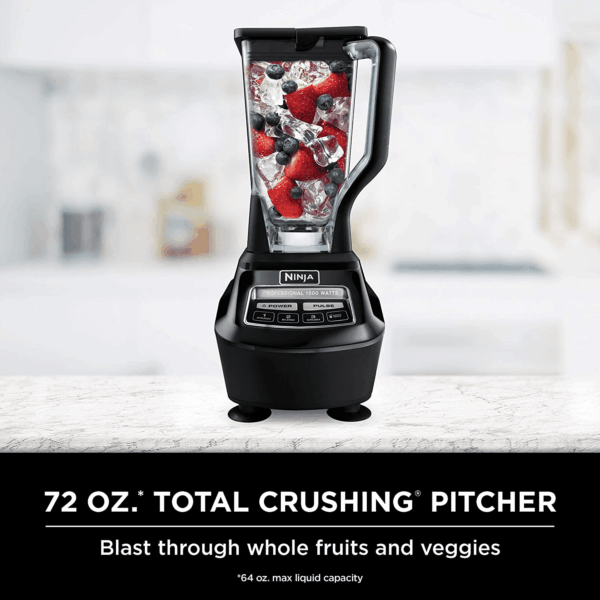 Blender, Mega Kitchen System, 1500W, 4 Functions for Smoothies, Processing, Dough, Drinks & More, with 72 Blender Pitcher, 64 Processor Bowl, 2 Nutri Cups + Lids, Black, BL770 - Image 2