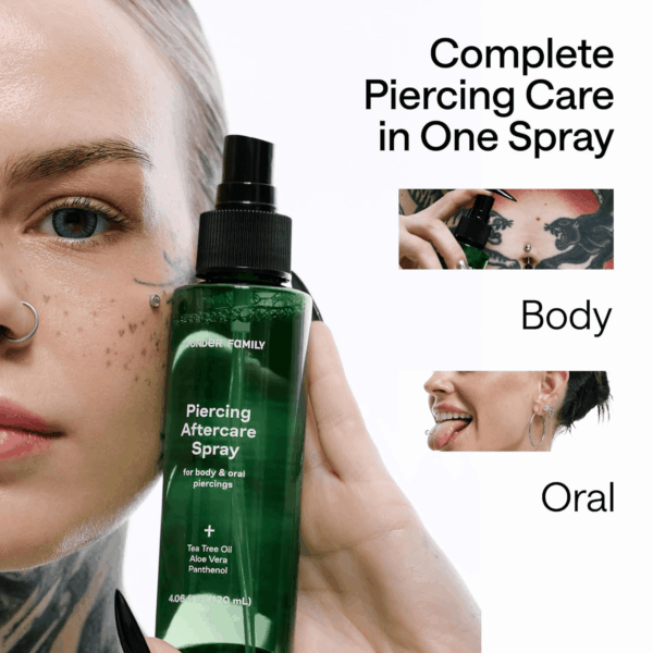 Piercing Aftercare Spray - Sterile Saline Solution for Piercings with Panthenol & Tea Tree Oil for Piercing Bumps - Lip, Body, Nose Rings, & Ear Piercing Cleaner - Keloid Bump Removal for Piercings - Image 2