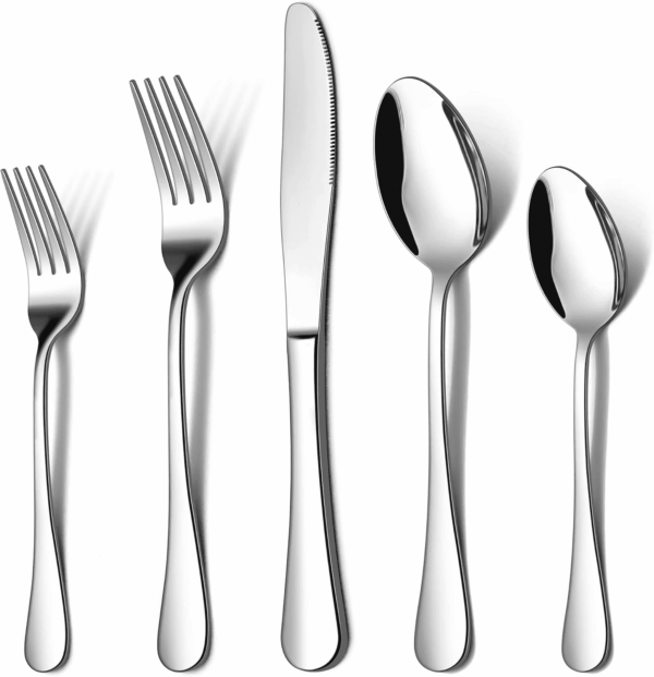 20 Piece Silverware Flatware Cutlery Set, Stainless Steel Utensils Service for 4, Include Knife Fork Spoon, Mirror Polished, Dishwasher Safe