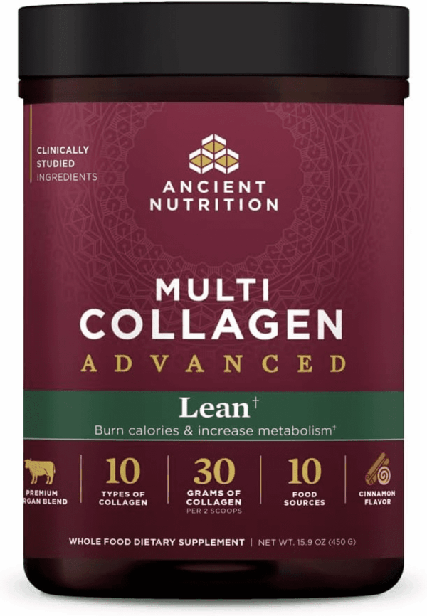 Advanced Hydrolyzed Collagen Peptides Powder Protein Lean with Probiotics and Vitamin C, Cinnamon, for Women & Men, Supports Healthy Weight Management & Muscle Building, 25 Servings