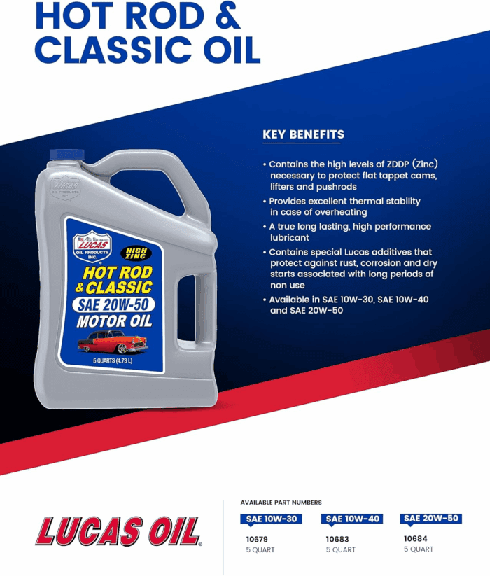 10679 Hot Rod & Classic Car SAE 10W-30 Motor Oil - 5 Quart - Image 4