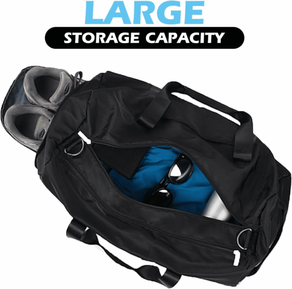 Gym Bag for Men, 40L Waterproof Sports Duffle Bags with Shoe & Wet Compartment, Small Carry on Travel Tote Bags with Trolley Sleeve for Personal Item, Fitness & Workout Gear, Black - Image 7