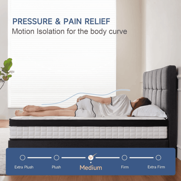 Full Size Mattress, 12 Inch Full Mattress in a Box, Hybrid Memory Foam & Individually Pocket Spring to Improve Sleep and Pain Relief, Medium Firmness, Certipur-Us Certified - Image 4