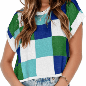 Girls Summer Crop Tops Spring Vest Cute Tanks Cap Sleeve Colorblock Tee Loose Kids Fall Knit Top