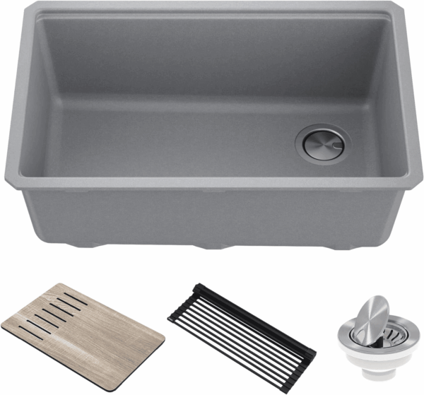 Kitchen Sink Bellucci 30” Undermount Workstation Granite, Metallic Gray, Accessories, KGUW2-30MGR - Image 2