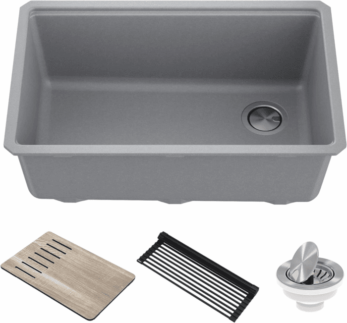 Kitchen Sink Bellucci 30” Undermount Workstation Granite, Metallic Gray, Accessories, KGUW2-30MGR - Image 2